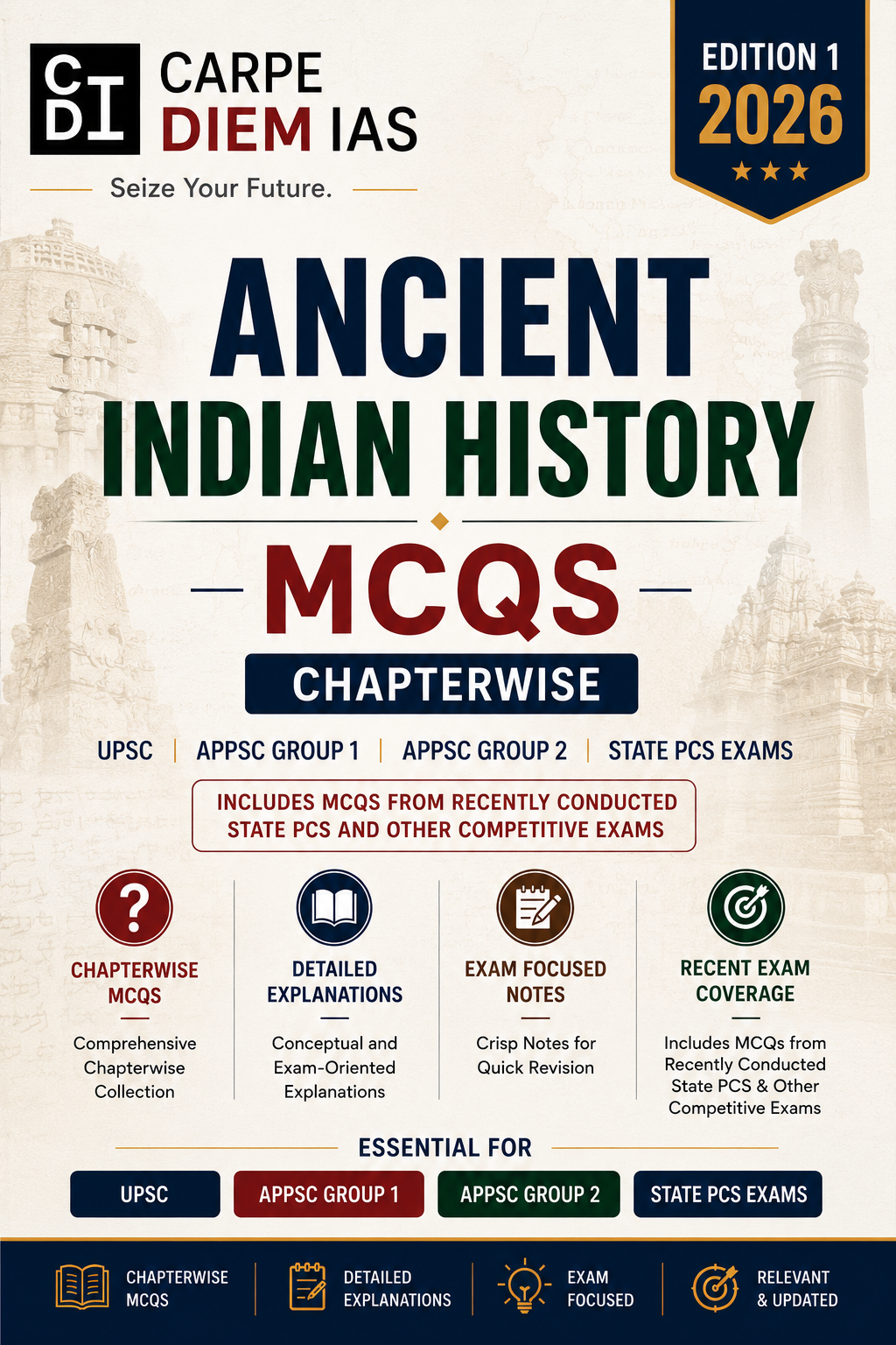 Ancient Indian History MCQs - APPSC For UPSC, APPSC Group 1, Group 2 & State PCS Examinations PDF Book Download