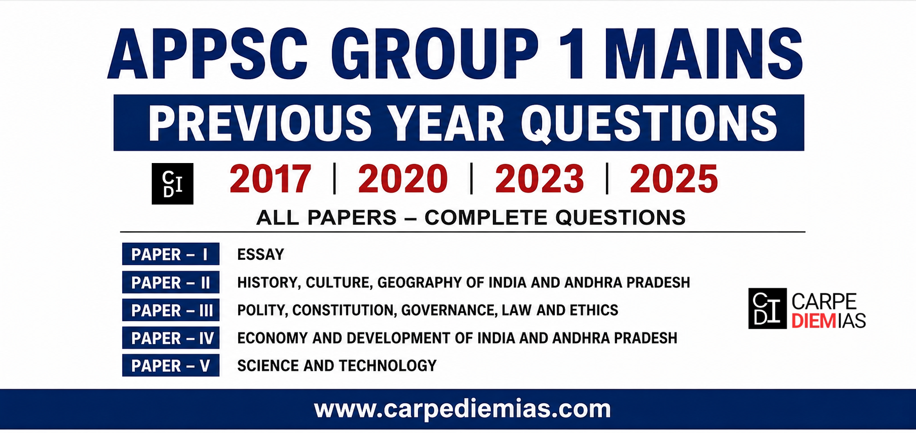 APPSC Group 1 Mains Previous Year Question Papers PDF Download - Download APPSC Group 1 PYQ 2017 2020 2023 2025 for exam preparation