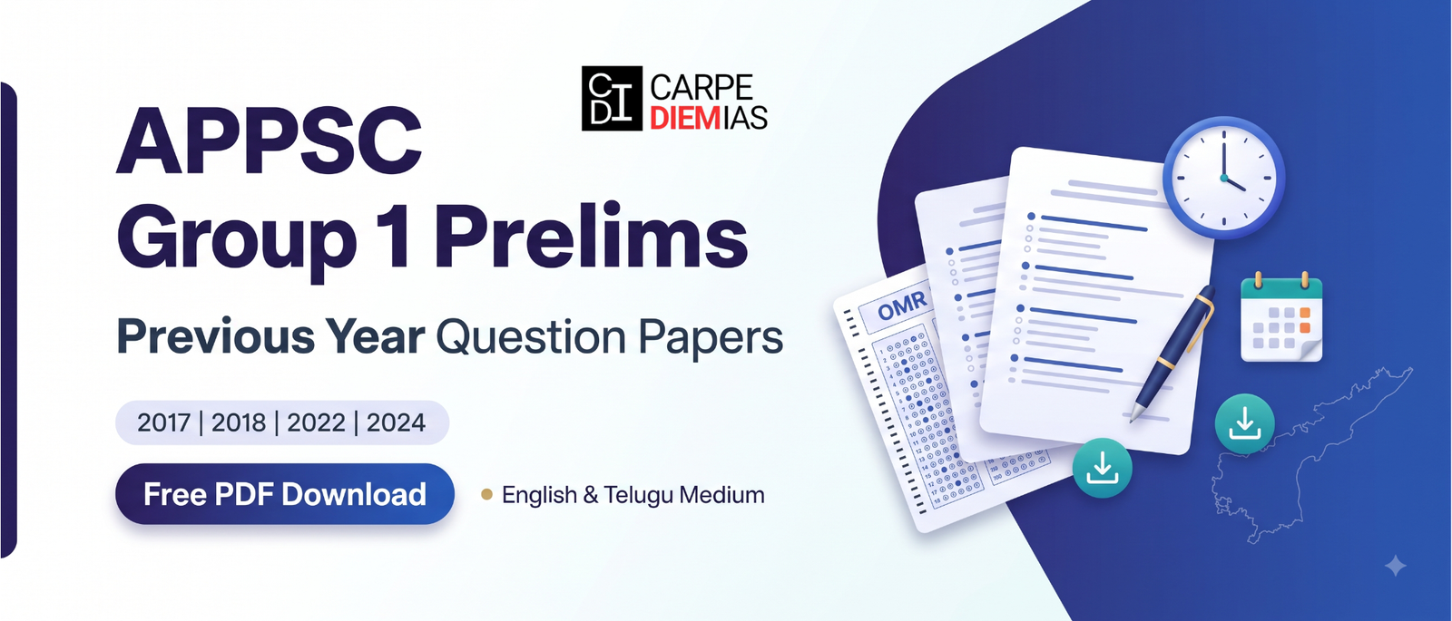 APPSC Group 1 Prelims Previous Year Question Papers PDF Download - Download APPSC Group 1 Prelims PYQ 2017 2018 2022 2024 for exam preparation