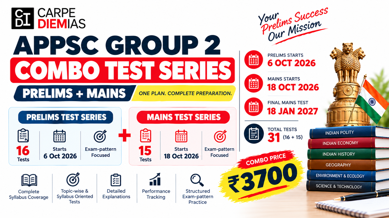 APPSC Group-2 Prelims & Mains Combo Test Series Batch-3 Schedule and Details - Starting Oct 6, 2026 | గ్రూప్ 2 కాంబో టెస్ట్ సిరీస్ తెలుగు మాధ్యమం